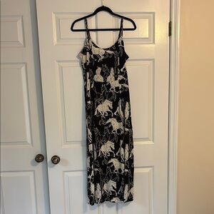 Wrangler Retro “Western Tank Maxi Dress” Black White Horse Print Wmns S Small